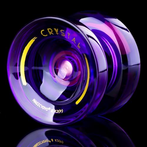 Image of MAGICYOYO K2 CRYSTAL Yoyo Professional with Finger Spin Function, Responsive Yoyo for Kids 8-12, Dual Purpose Trick Yo yos for Adults with KK Bearing, Yo-yo Strings, Yo yo Glove & Bearing Kit (Purple)