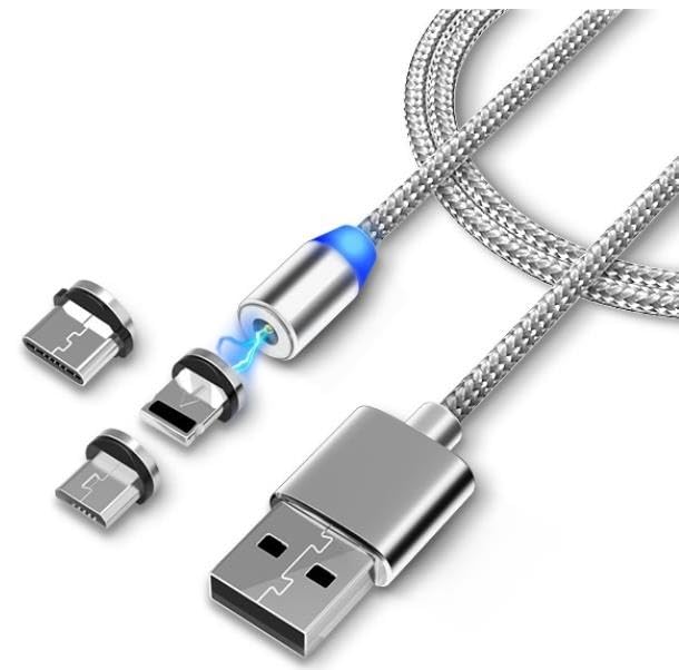 Lunatic 1049 1 Metre Lightning Micro Usb Type C Mıknatıslı Tüm Telefonlar Uyumlu Şarj Kablosu (kablo bozulmasından sıkıldınız mı Manyetik şarj tak çıkar olmadığı için kablo ömrü uzun olacak)