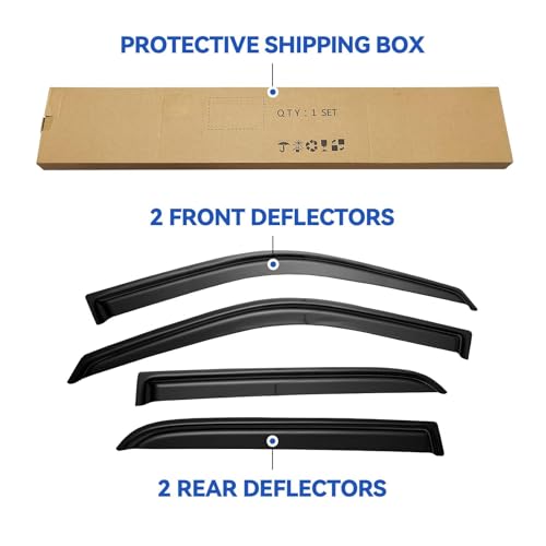 Window Visors Rain Guards for 2009-2018 Ram 1500 Crew/Mega Cab, 2010-2025 Ram 2500 & 3500 CrewCab Window Vent Wind Deflectors Visors Shades by YQAUTEC - Used condition - Image 8