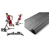 Sunny Health and Fitness Unisex’s Station Hyperextension Roman Chair with Dip Station + Treadmill Mat -Medium - NO. 074-M, Black