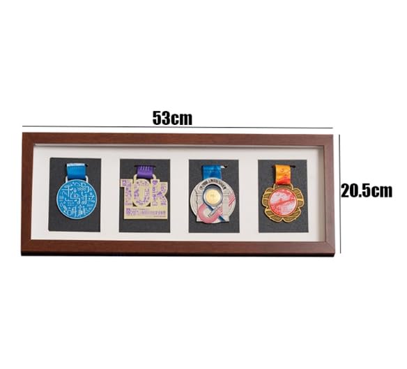 Duża ramka wyświetlacza medalu, Ramka na medal z litego drewna Wielokolorowa ramka 4 medale 3D(Teak Color)