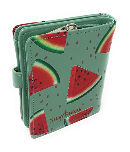 Shag Wear Small Watermelon Fruit Wallet for Women and Teen Girls Vegan Faux Leather 4.5" Green3