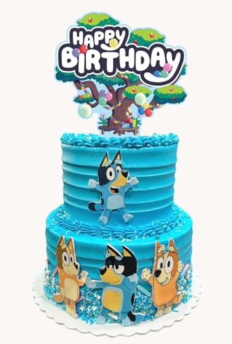 Blue Tree Double Sided Birthday Cake Topper