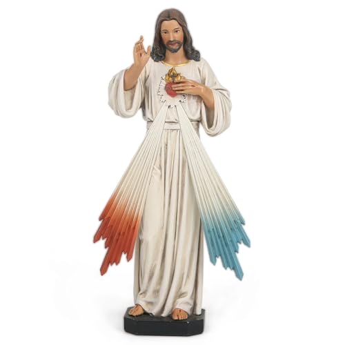 BC Catholic Divine Mercy Jesus Christ Statue, 6" H Jesus I Trust in Figure, Religious Gift, Catholic Indoor Home Decor, Handpainted Renaissance Sculpture by Buildclassic