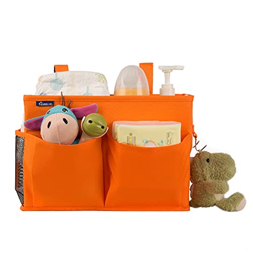 Image of Surblue Bedside Caddy Storage Hanging Organizer for Bunk and Hospital Dorm Rooms Beds Rails Orange
