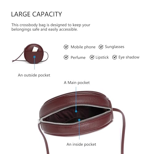 Image of Circle Crossbody Bag for Women NYLON Circle Purse with Zipper Adjustable Knot Shoulder Straps