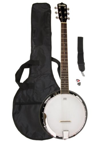 Zilker ZBJ06 6-String Banjo Pack with Gig Bag, Strap, and Pick