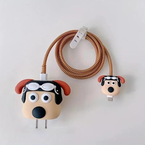 Image of INEFABLE Charger Case Cover Protector with 3D Cute Pattern for iPhone Charger only 18W & 20W, Data Charging Cable Wire Saver Protective Cable Cover Full Protection - Set Of 1 (Puppy)