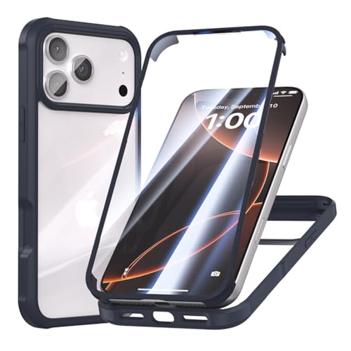 Coque iPhone 17 Pro Max minimaliste en verre de protection premium bleu