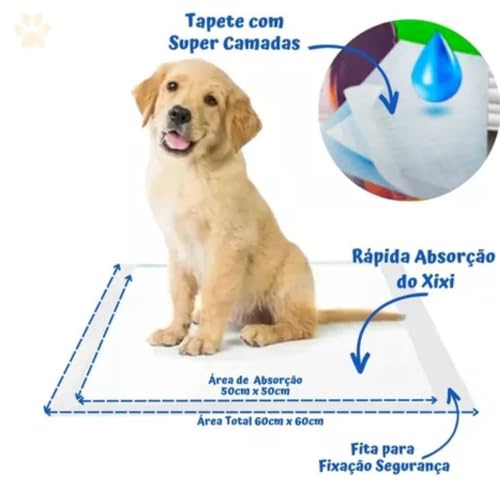 Tapete Higiênico para Cães Premium, 60 x 60 cm, Pacote com 30 Unidades