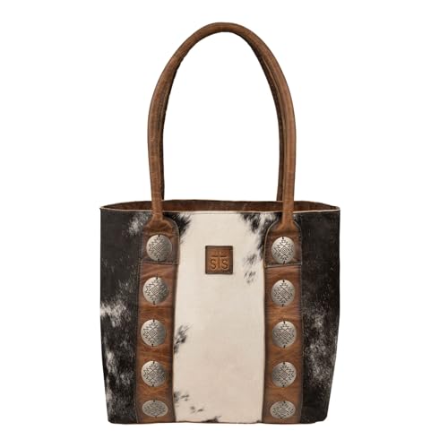 STS Ranchwear Womens Vaquero Cowhide/Tan Leather Tote Bag