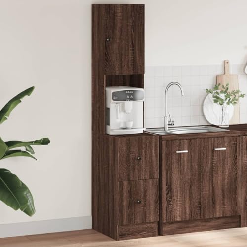 Mimdixy Armario de cocina con aspecto de roble marrón, 35 x 50 x 180 cm, material de madera, para salón, estudio, cocina, se puede montar rápidamente