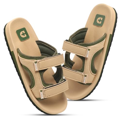 Image of DOCTOR HEALTH SUPER SOFT Men's Casual Slippers with Soft Cushioned Sole, Double Strap with Toe Loop Design, Lightweight Anti-Slip Everyday Wear Slippers for Home and Outdoor Use
