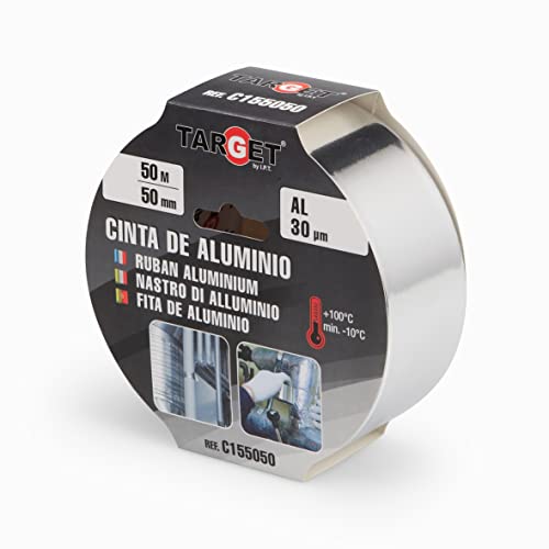 TARGET Nastro adesivo in alluminio resistente – alta durata, impermeabile e anticorrosivo – ideale per riparazioni, isolamento e condotti HVAC (50 metri x 50 mm)