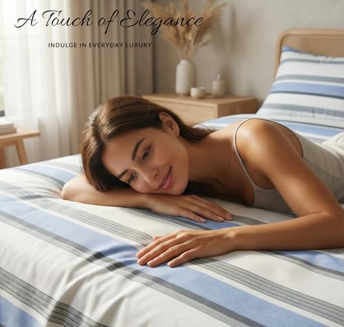 Image of VAS COLLECTIONS 300 TC Cloud Cotton Bedsheet Set Super King Size 108x108 Inch (275x275 cm) | Soft Breathable Double Bed Sheet with 2 Pillow Covers | Luxury Hotel Quality Bed Linen (French Blue)