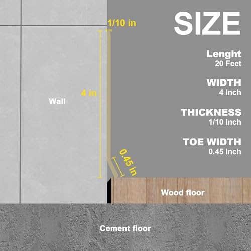 Peel and Stick Baseboard Trim, 4 Inch Rubber Baseboard Vinyl Wall Base, Flexible Baseboard Molding Trim, Adhesive Baseboard Trim Rubber Cove Base(20Ft, Beige) by Risunpet - Image 2