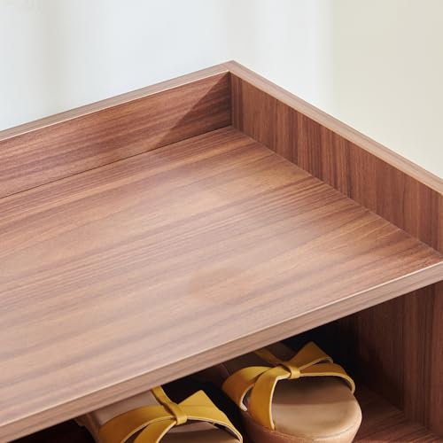Image of Home Centre | Helios Alton Merida 12 Pairs Shoe Rack | Engineered Wood | Walnut | 1 Year Warranty
