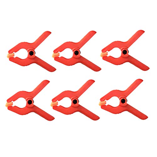 6 Pieces Plastic Nylon Spring Clamp A Shape Clips for Woodworking Crafts Photography Backgrounds 2Inch Spring Clips Clamps, Red