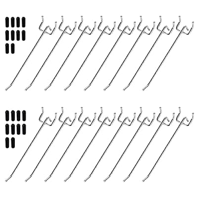 Yoaeyok 20 Piezas Ganchos para Tableros con Agujeros, Ganchos de Metal para Panel Perforado, para Perforada de Bricolaje Panel Chapa Perforada de Pared Estante de Exhibición Minorista, 15cm