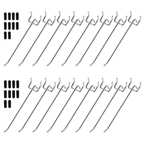 Yoaeyok 20 Piezas Ganchos para Tableros con Agujeros, Ganchos de Metal para Panel Perforado, para Perforada de Bricolaje Panel Chapa Perforada de Pared Estante de Exhibición Minorista, 15cm