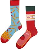 Pommes Socken Lustig Pommes Frites mit Ketchup für Selbst und als Geschenk für Pommes-Frites-Liebhaber.