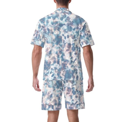 Tie Dye Men's Summer Pajama Set Soft Short Sleeve Sleepwear Lightweight Button Down Lounge Set With Pockets2