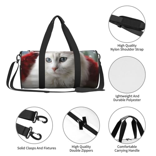 Sac d'hôpital pliable et léger avec sangle réglable chat blanc