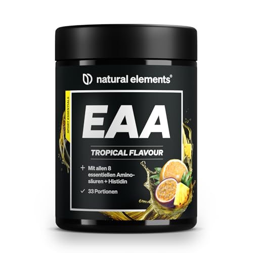 EAA Pulver 500g Tropical Flavour alle 8 essenziellen Aminosäuren + Histidin zur Zubereitung von Sport-Drinks vegan zuckerfrei* in Deutschland entwickelt & laborgeprüft