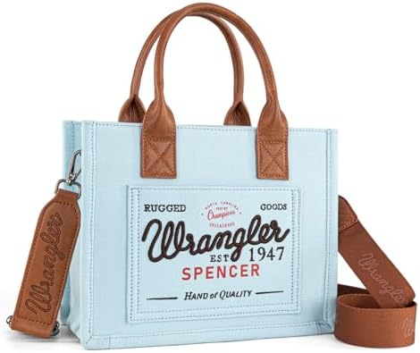 Montana West Wrangler Tote Bag for Women Retro Canvas Top Handle Purses and Handbags