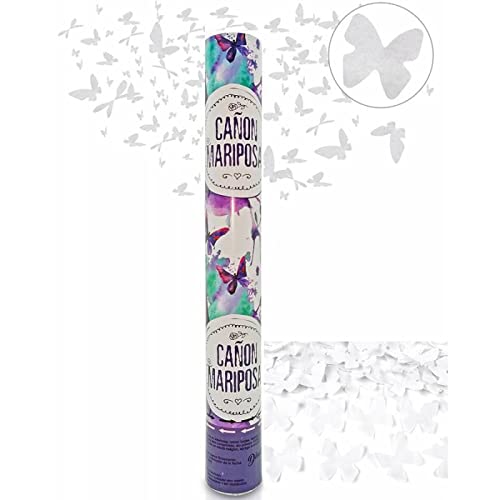 Lote 10 Cañones Lanza Mariposas Blancas de Papel Ideal para Bodas y Celebraciones, bonitas confeti de mariposas de papel