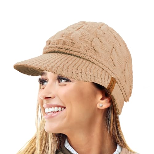 RockJock Damen Schirmm�TZE Zopfmuster Warm R80 Teddyfleece Gef�tterte M�TZE Winterm�TZE