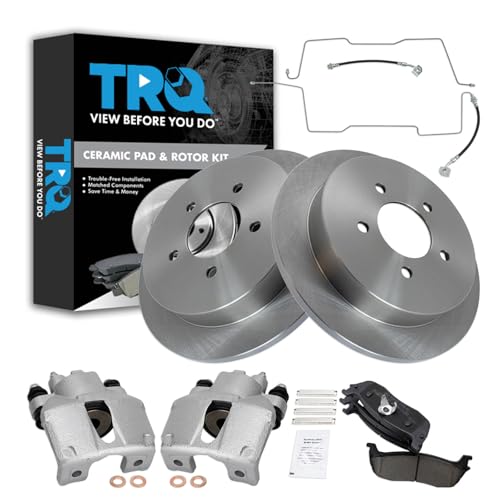 Image of TRQ Rear Brake Pad and Rotor Set Ceramic Calipers Compatible with 1999-2003 Ford F-150 Lightning 2002-2003 F-150 Harley-Davidson Edition 2004 F-150 Heritage SVT Lightning