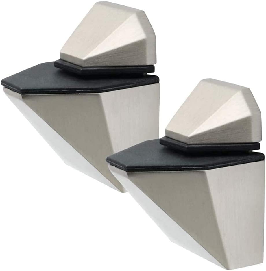 Metal Adjustable Wood/Glass Shelf Bracket Wall Mount 2 Pcs or One Pair, Brushed Nickel (Pack of 2)