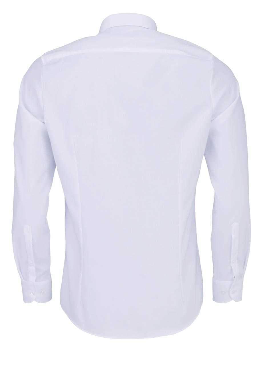 OLYMP Level Five Body Fit Camisa de manga larga New Kent cuello sarga elástica blanca, Blanco, 42