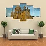 5 Pieces Murale Salon Decoration Multi Panneau 5 Parties Peinture Impression sur Pieces Toile Cathédrale Notre-Dame d'Afrique Tableaux Cadre Moderne Decor Art Image Murale Cadeau Créati
