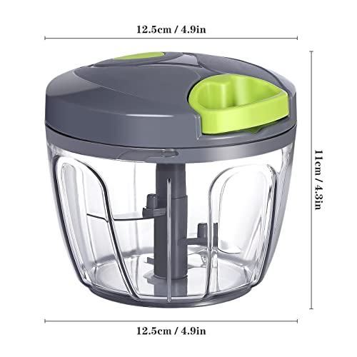 Image of Cambom Manual Food Chopper Vegetable Cutter, Hand String Vegetable Chopper Onions Cutter for Vegetable Fruits Nuts BPA Free Food Safe Material, 650ml Gray