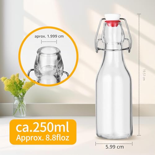 Miniatura 2 de Dubuoza Botellas Cristal Con Tapón Hermético,Bouteille En Verre,Adecuado Para Almacenar Cerveza, Aceite De Oliva, Vinagre, Jugo, Jarabe 10 X 250ml
