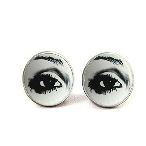 Boucles doreilles en forme de yeux - Mignon - Cils - Maquillage - Argent - Bijoux plastifiants - Cadeaux pour adolescents.