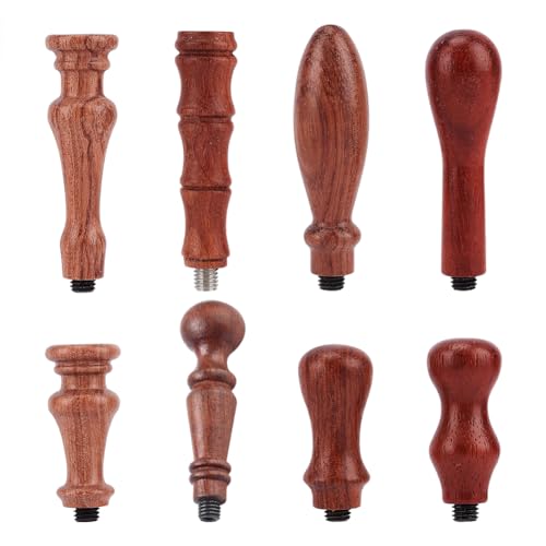 CRASPIRE 8 Pieces Wax Seal Stamp Handles Universal Thread Head Wooden Handle for Wax Seal Stamp Head Replacement