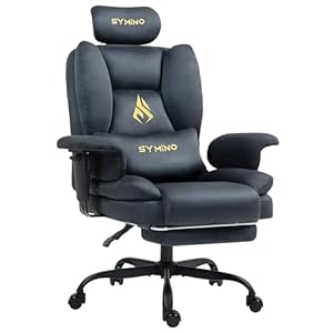 Symino Gaming Stuhl Chefsessel Bürostuhl Ergonomisch, Wildlederimitat Schreibtischstuhl mit Fußstütze Höhenverstellbarer Office Chair Computerstuhl 130kg, Grau