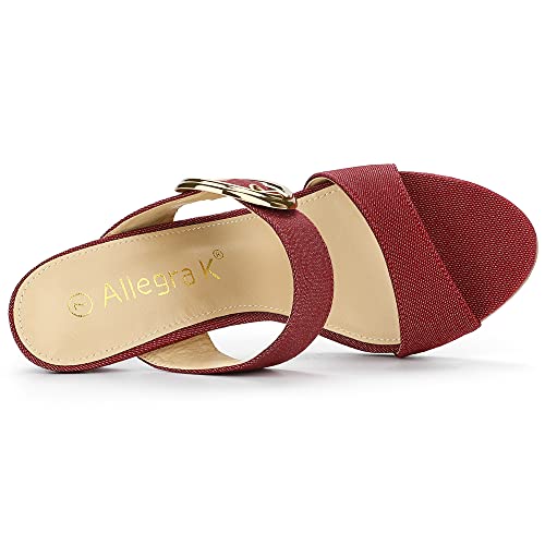 Allegra K Women's Buckle Stiletto Heels Red Slide Sandals 5 M Us #TOP4