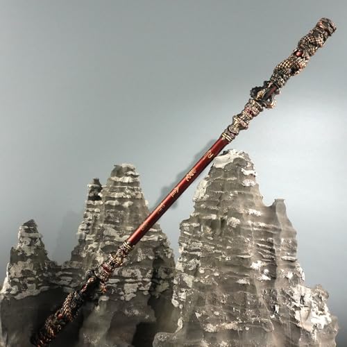 FOTN Black Myth Wukong Staff Ruyi Golden Cudgel Weapon Model Zinc Alloy Material 13.7 inches Long Three-Dimensional Carving Black Myth:Wukong Bo Staff for Martial Arts Monkey King Staff with Gift Box