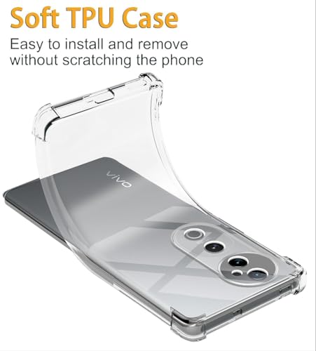Image of Lustree Compatible with vivo V40E 5G Back Cover| Clear + TPU Case with 4 Corner Air Cushion Protection & Camera Protection | Slim& Stylus Cover for vivo V40E 5G