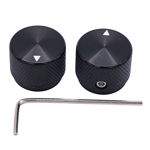 Taiss/ 2Pcs Black Aluminum Rotary Electronic Control Potentiometer Knob For 6 Mm Diameter Shaft, Volume Control Knobs, Audio Knob, Guitar Knobs，Switch Knobs, 20Mm Dia. X 15.5Mm Height #TOP1