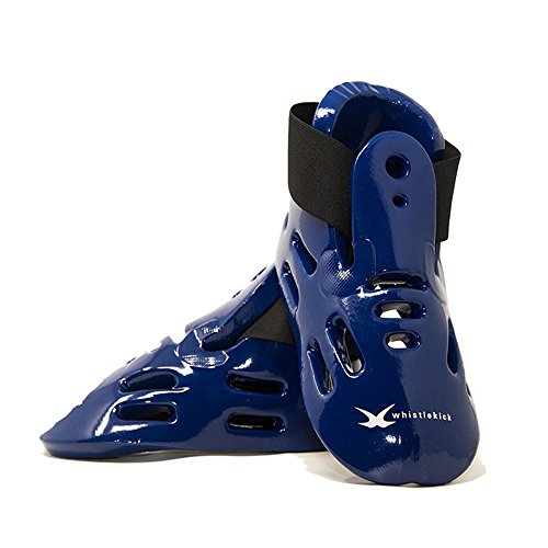 whistlekick Karate Sparring Foot Gear Set with Backpack, Child Medium - Arctic (Blue)