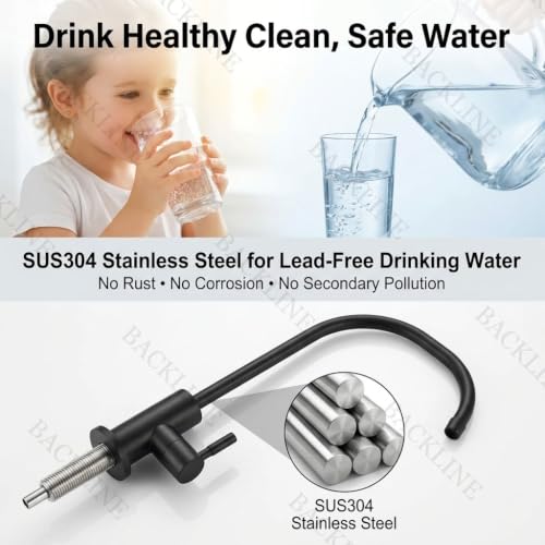 Image of B Backline Stainless Steel 304 Grade Ro Water Purifiers Tap /Faucet | 360 Rotatable Ro Tap | Clean Drinking Water Purifier Filter Faucet (Black Matt)