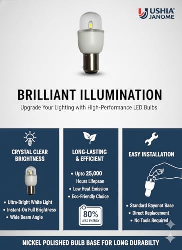 Image of LED Bulb for Usha Janome Sewing Machines, Pin Type, Pack of 2, White