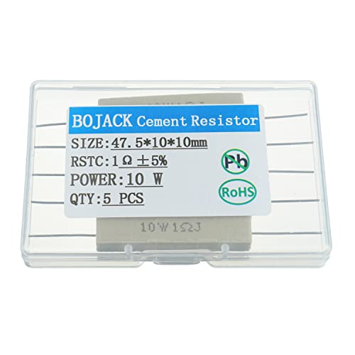 Bojack Ceramic Cement Resistor 10W 1 Ohm Resistance 5% Ceramic Wire Wound Resistors（Pack Of 5 Pcs） #TOP3