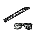 Just Divorced Sash Sunglasses Set Divorce Party Decoration Black