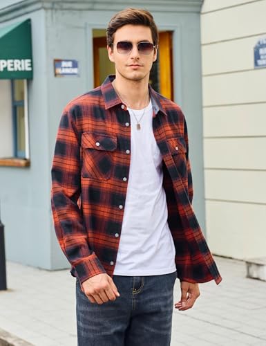 Cotrasen Mens Flannel Shirts Long Sleeve Flannel Shirt for Men Cotton Casual Fashion Button Down Shirt with 2 Pockets2